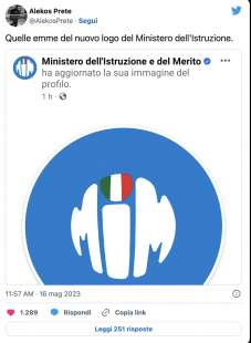 tweet sul nuovo logo del mim ministero dell istruzione e del merito 16