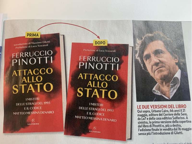 URBANO CAIRO SBIANCHETTA L'INTRODUZIONE DI GILETTI AL LIBRO ATTACO ALLO STATO - LE DUE COPERTINE DA GENTE