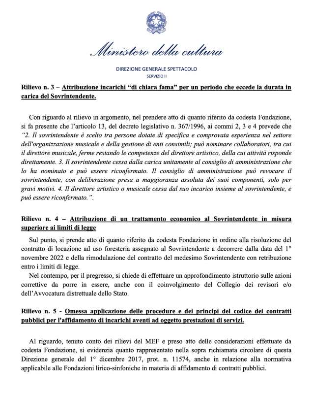 verifica amministrativa al san carlo di napoli documento direzione generale spettacolo