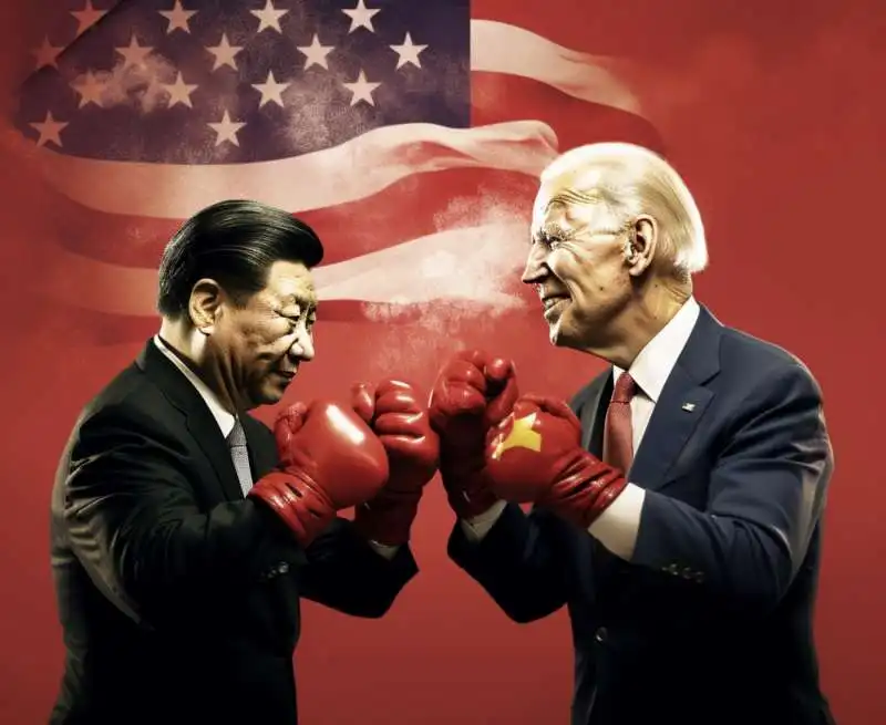 XI JINPING VS JOE BIDEN - IMMAGINE CREATA CON MIDJOURNEY 