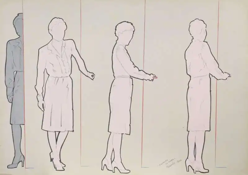 11.chiudere la porta, 1966, smalto e pennarello su carta, 71 x 101 cm