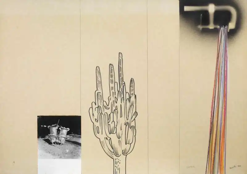 12.cactus, 1967, tecnica mista e collage su cartone, 71 x 101 cm