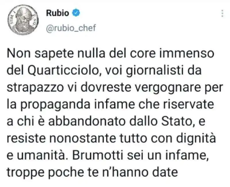 CHEF RUBIO CONTRO BRUMOTTI