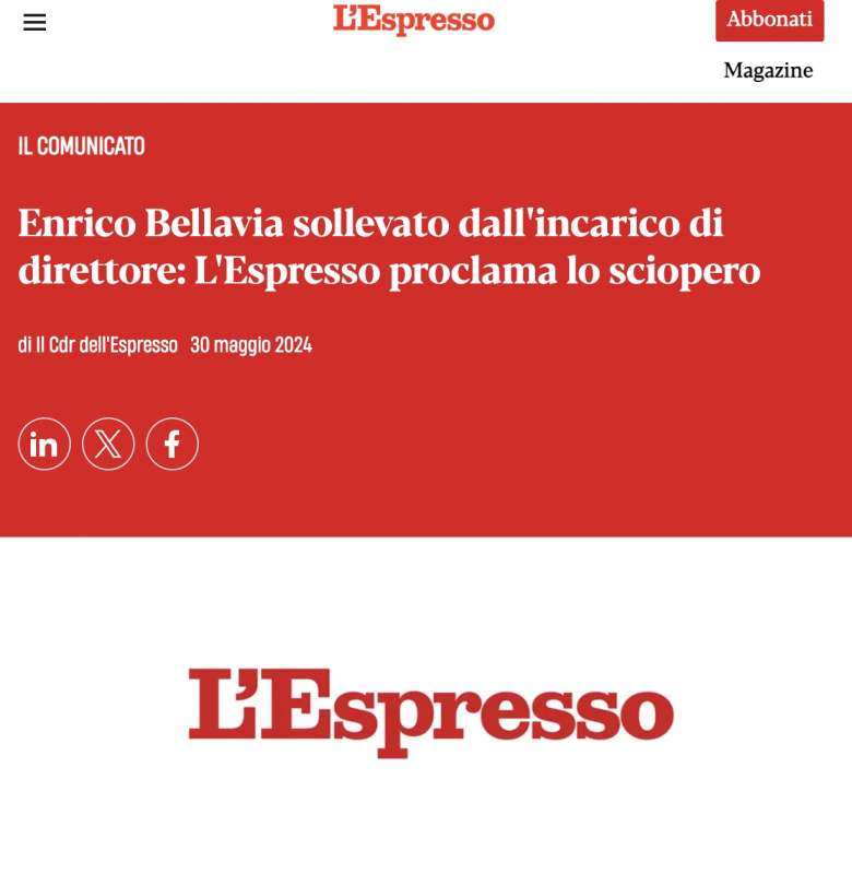 DOCUMENTO DELL ASSEMBLEA DI REDAZIONE DELL ESPRESSO