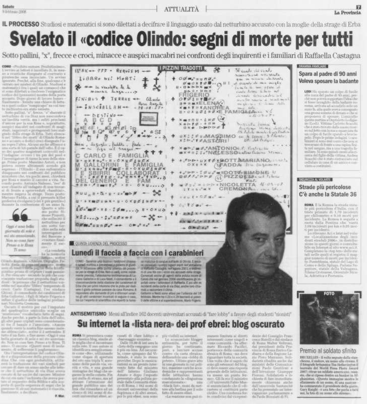 IL DIARIO DI OLINDO NEL QUOTIDIANO LA PROVINCIA DI COMO - 2008