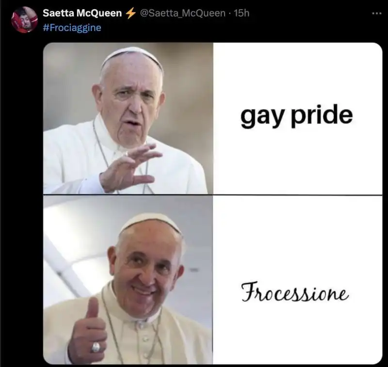 IL DISCORSO DI PAPA FRANCESCO SULLA  FROCIAGGINE - MEME