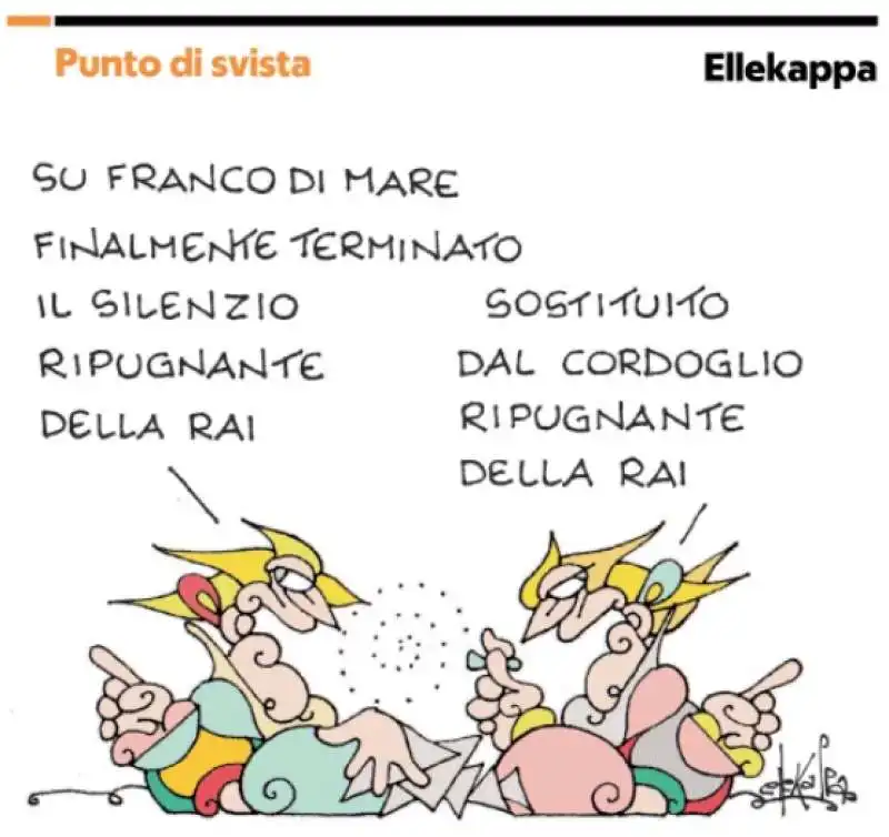 IL SILENZIO DELLA RAI SULLA MALATTIA DI FRANCO DI MARE - VIGNETTA BY ELLEKAPPA 