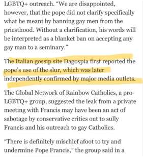 IL WASHINGTON POST CITA LO SCOOP DI DAGOSPIA SUL CASO DI PAPA FRANCESCO E LA FRASE SULLA FROCIAGGINE