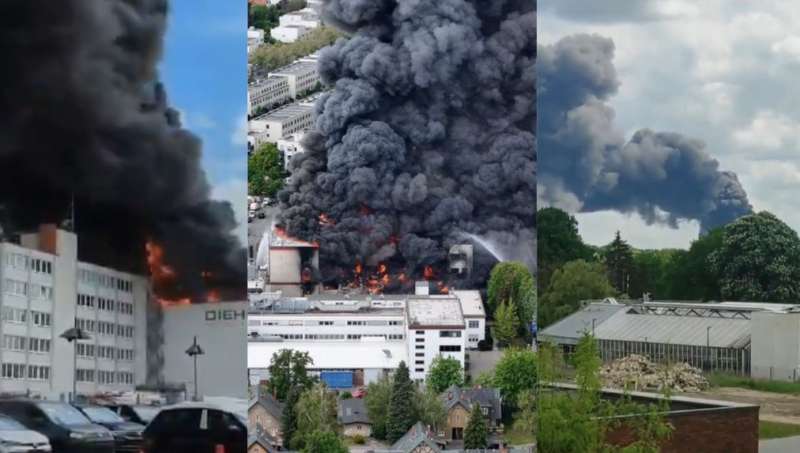 incendio in una fabbrica di berlino