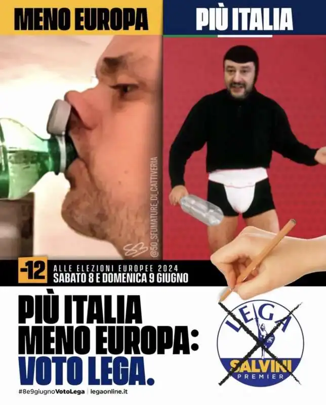 LE BOTTIGLIE D ACQUA E SALVINI  - MEME BY 50 SFUMATURE DI CATTIVERIA