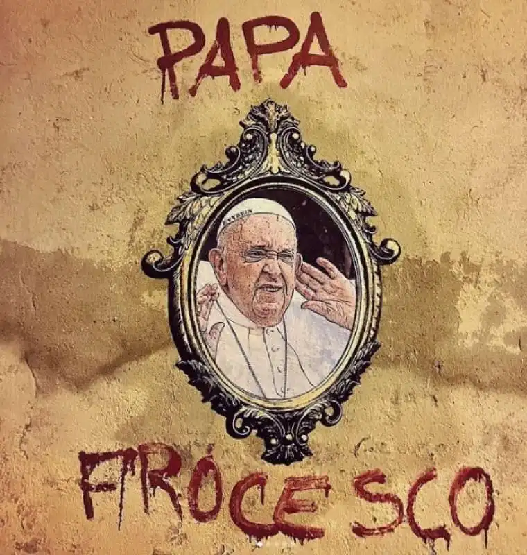 murales di evyrein su papa francesco e la frociaggine 