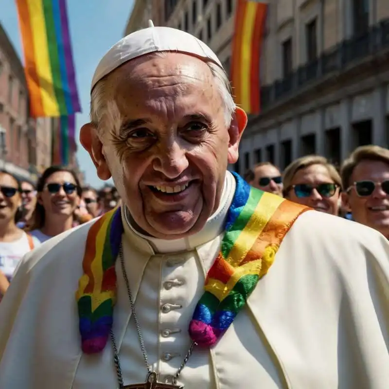 papa francesco al gay pride   immagine creata con l intelligenza artificiale   4