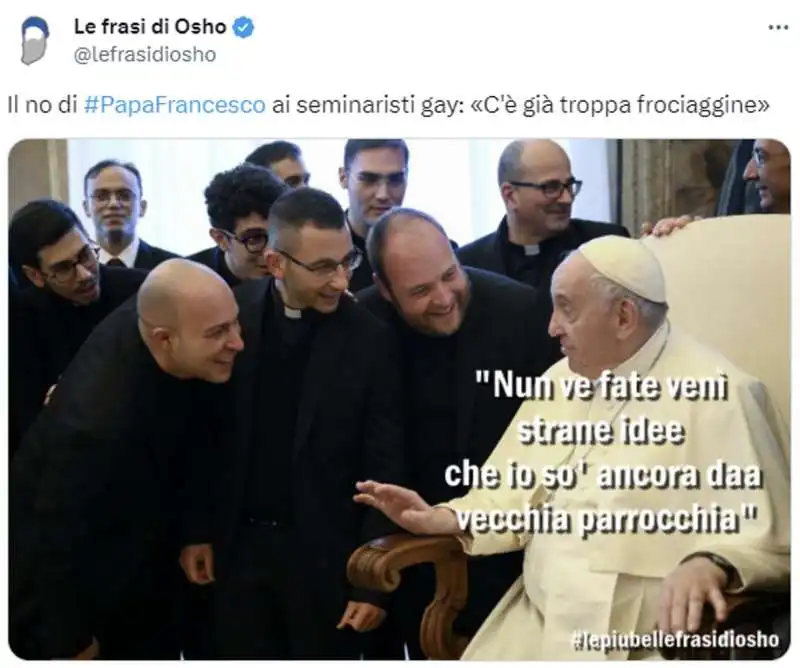 papa francesco e la frociaggine   meme by osho 