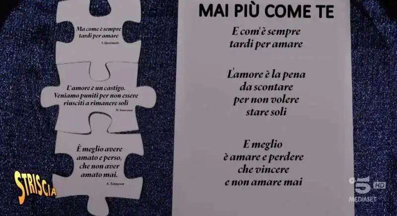 striscia la notizia e i testi di baglioni 'ispirati' da quasimodo, yourcenar e tennyson  1