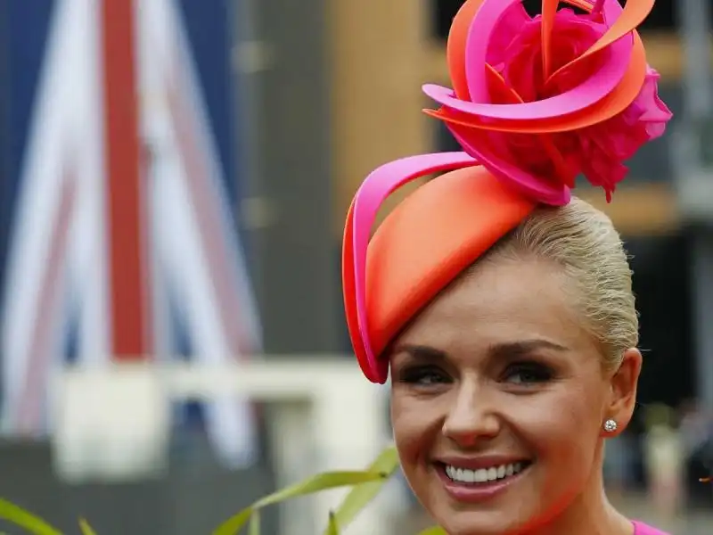 believe it or not british singer katherine jenkins pink and orange hat was understated compared to others 