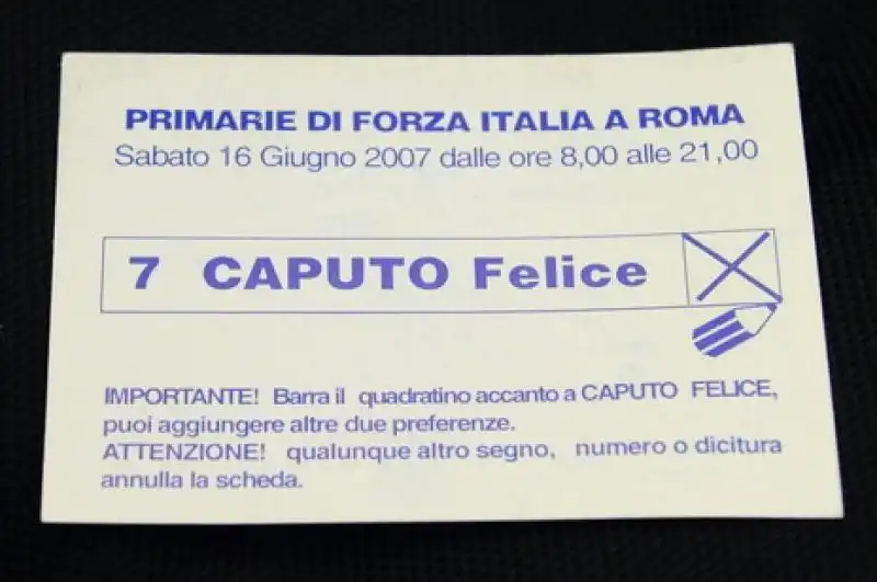 Biglietto di Felice Caputo 