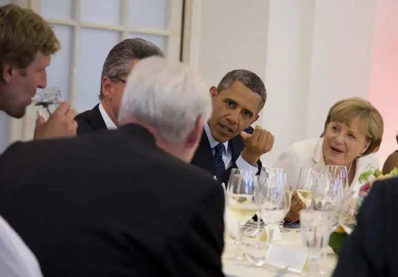 CENA DI GALA OBAMA E MERKEL FOTO LAPRESSE 