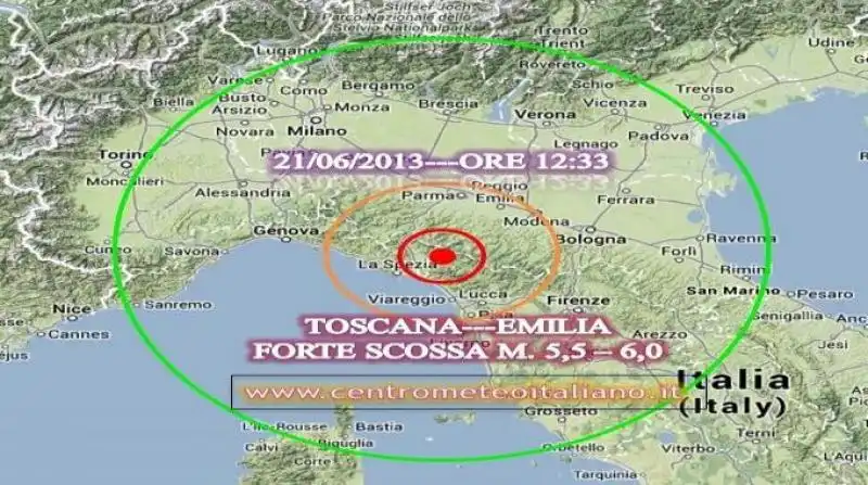 epicentro terremoto toscana emilia 