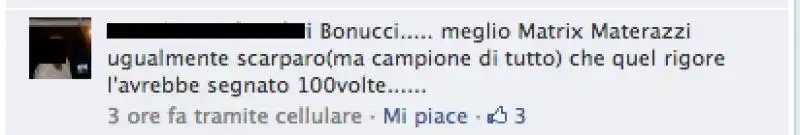 INSULTI A BONUCCI SULLA SUA PAGINA FACEBOOK 