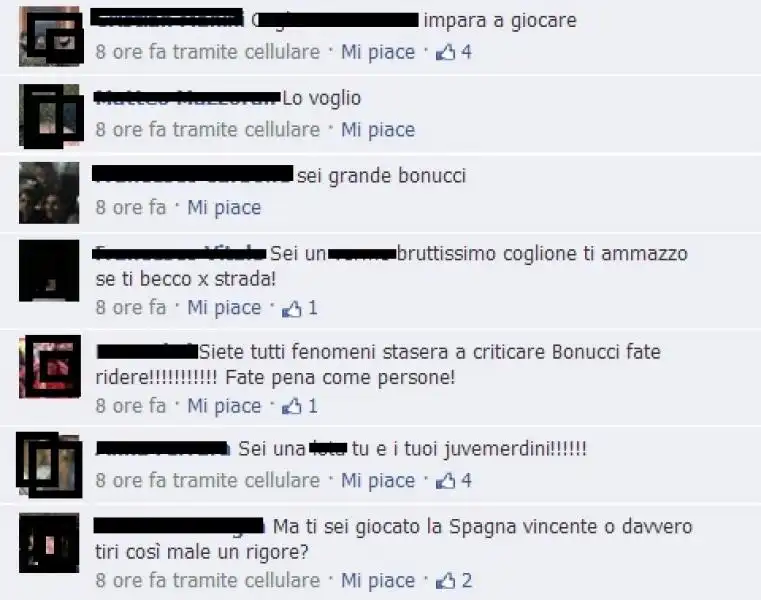 INSULTI A LEONARDO BONUCCI SULLA SUA PAGINA FACEBOOK 