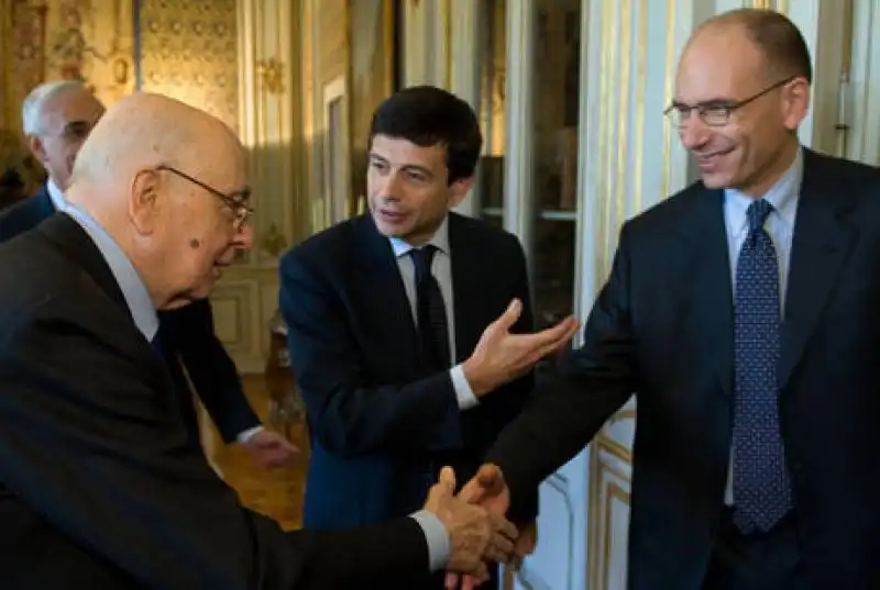 Napolitano Maurizio Lupi ed Enrico Letta 