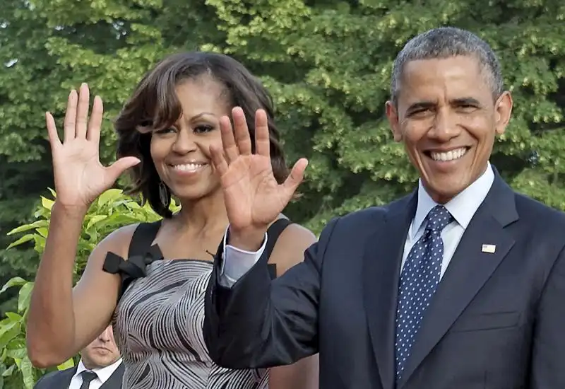 OBAMA E MICHELLE IN GERMANIA FOTO LAPRESSE 