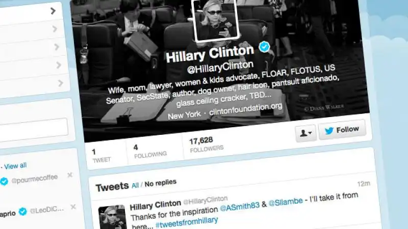 PROFILO TWITTER DI HILLARY CLINTON 