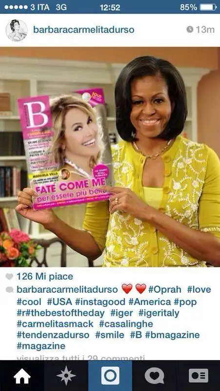 barbara d urso pubblica michelle obama ma mette la tag oprah