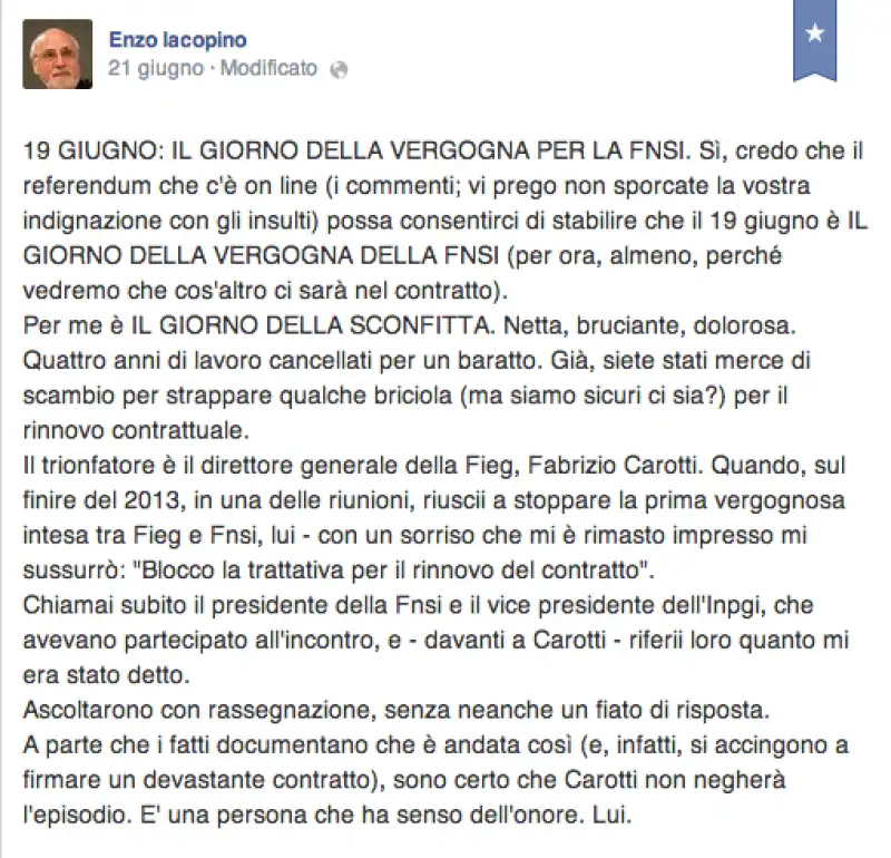 enzo iacopino contro l'accordo fieg fnsi 4