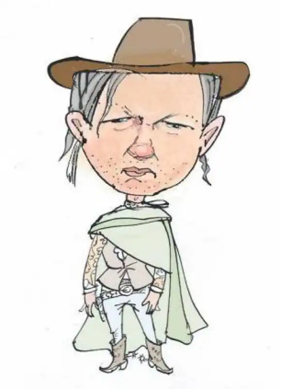 julian assange in modalita cowboy per westwood fara il modello a londra