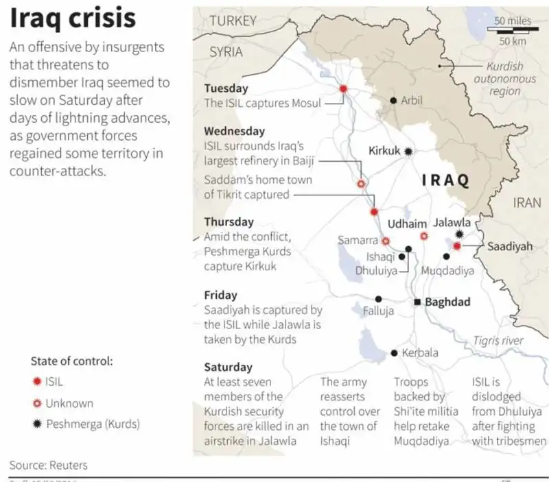 mappa situazione iraq