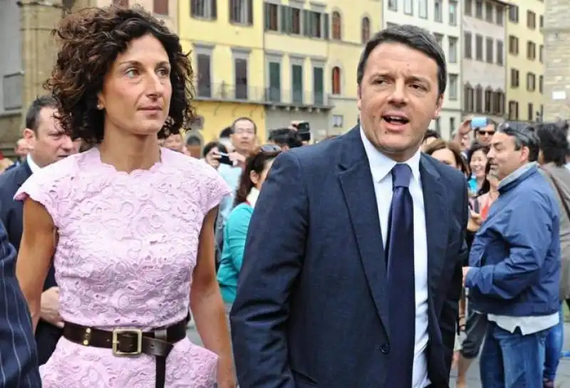 matteo renzi e agnese landini all'inaugurazione di pitti