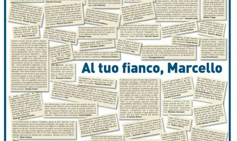 pagina del corriere della sera con messaggi di sostegno a marcello dell'utri dettaglio  2