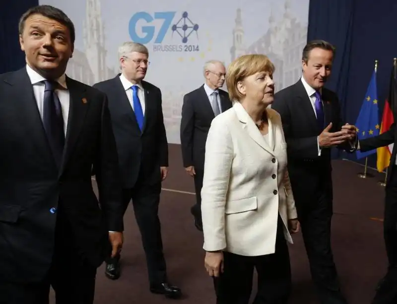 renzi con merkel cameron van rompuy harper