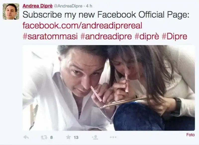 andrea dipre sara tommasi su twitter