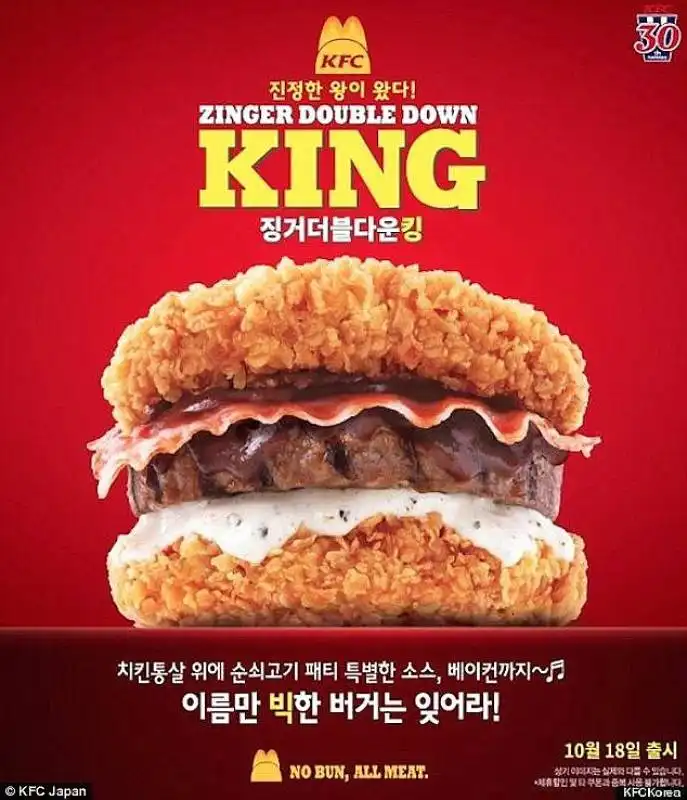 kfc double down king con bacon