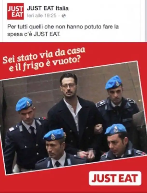 la pubblicita di just eat dopo la liberazione di corona