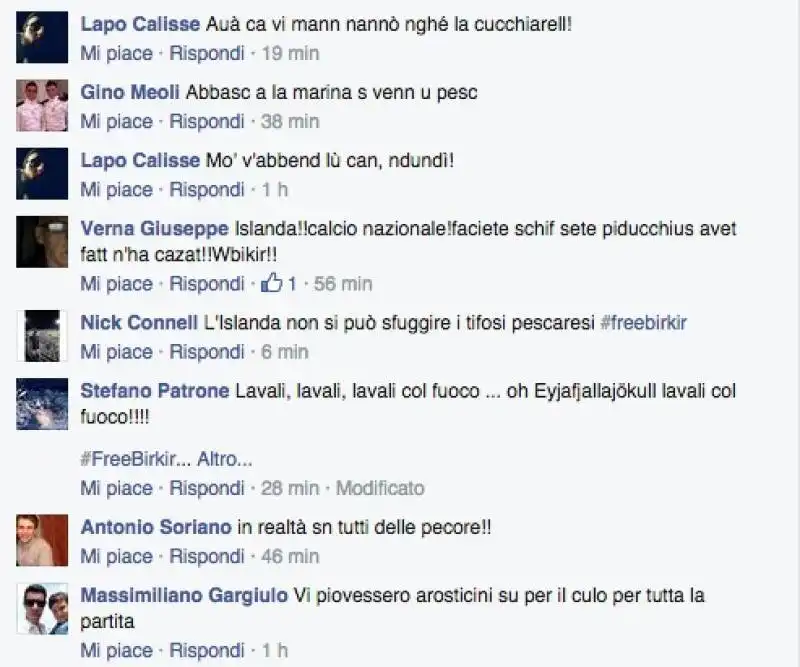 TIFOSI DEL PESCARA CONTRO LA FEDERCALCIO ISLANDESE