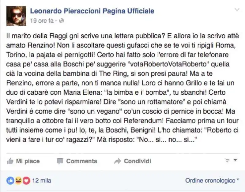 LEONARDO PIERACCIONI SU RENZI BOSCHI E VERDINI