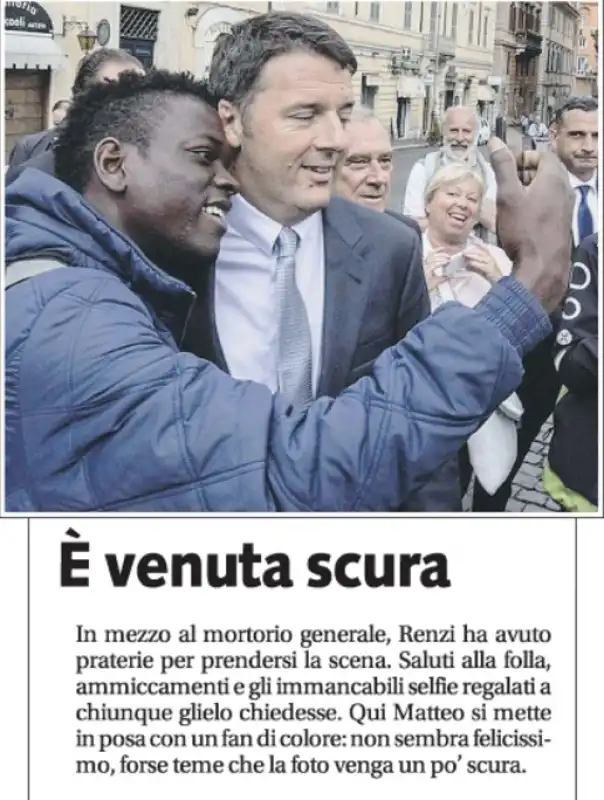 LIBERO COMMENTA IL SELFIE DI RENZI E DEL RAGAZZO NERO