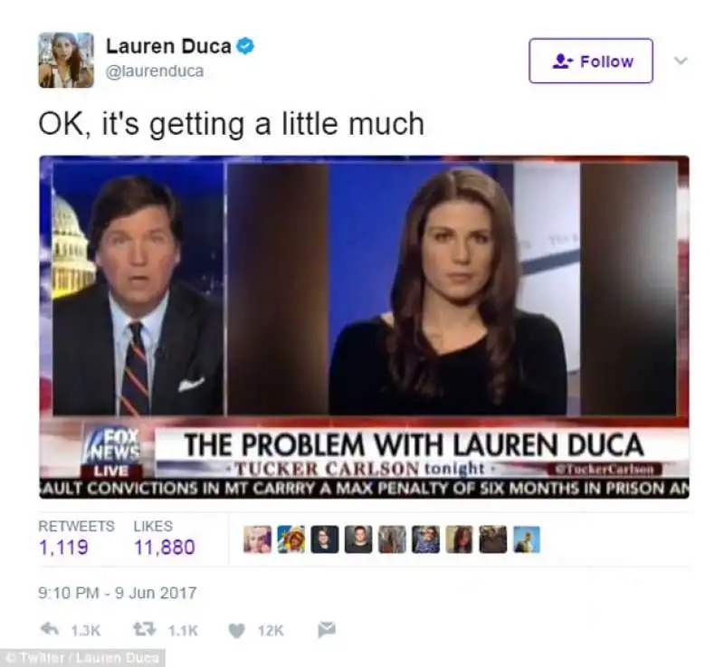   tucker carlson contro lauren duca