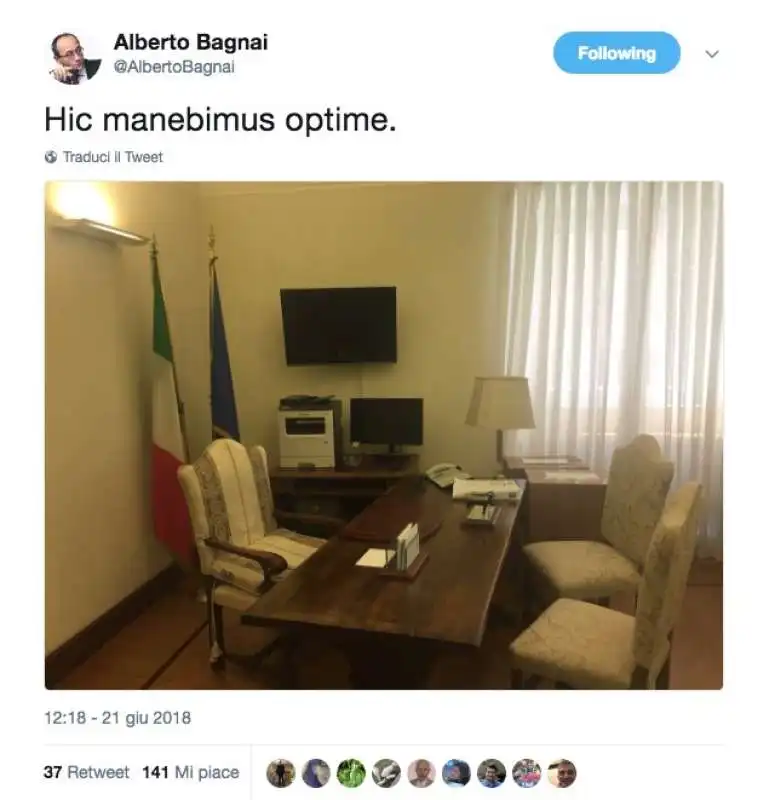 ALBERTO BAGNAI DOPO LA NOMINA A PRESIDENTE DELLA COMMISSIONE FINANZE DEL SENATO