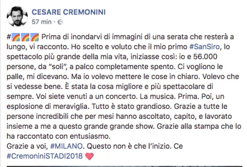 cesare cremonini post