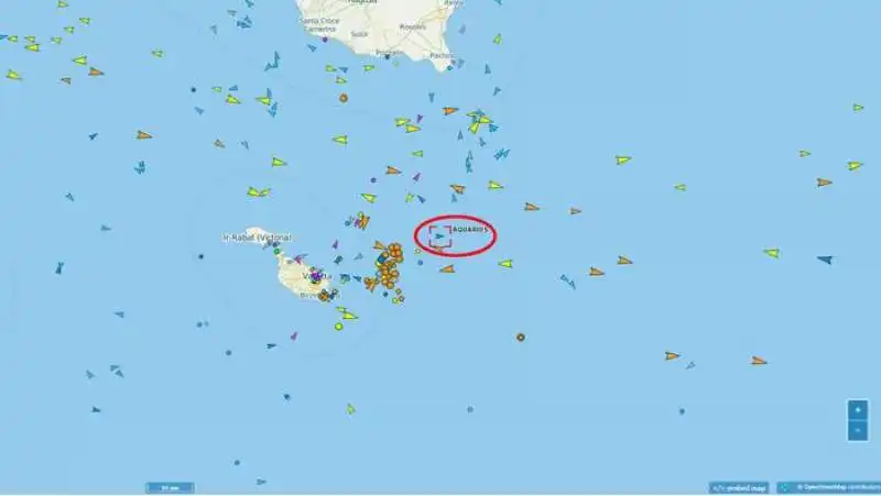 la posizione della nave aquarius