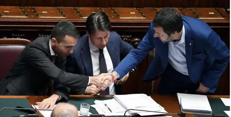 luigi di maio, giuseppe conte e matteo salvini