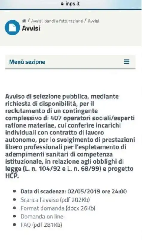 avvisi inps con la scadenza originale 