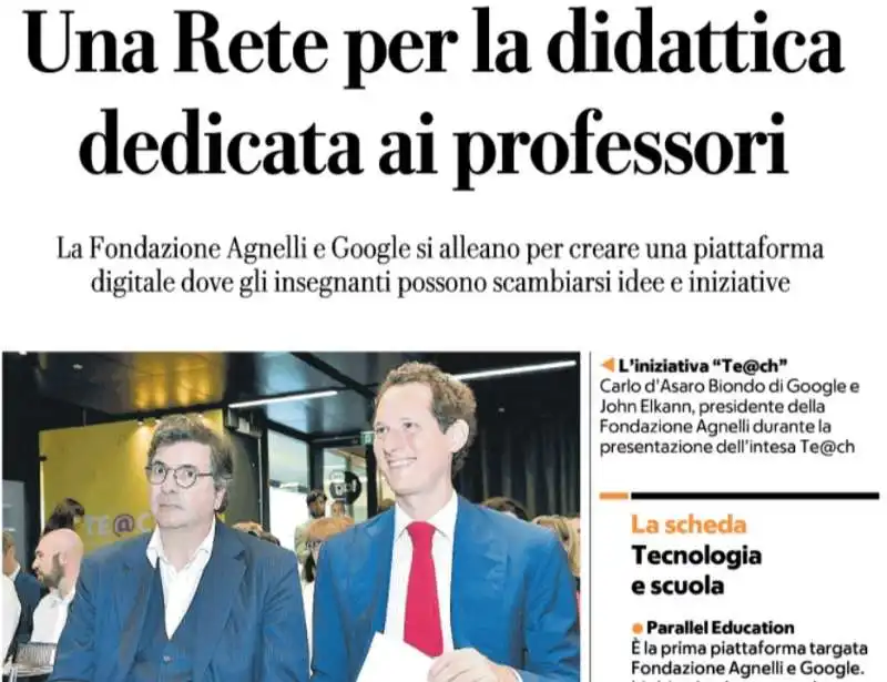 carlo d asaro biondo di google e john elkann fondazione agnelli