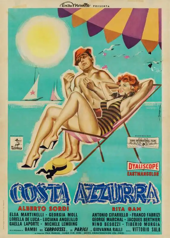 costa azzurra 1959 regia vittorio sala manifesto di sandro symeoni cm 140x100