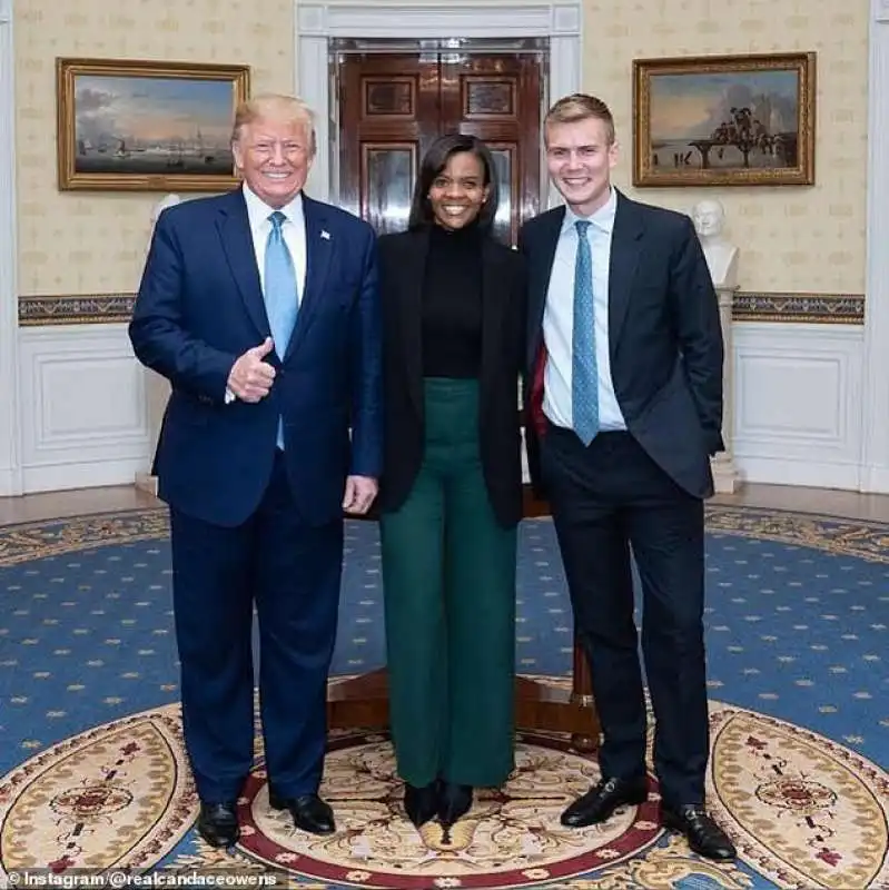 donald trump con candace owens e il marito george farmer