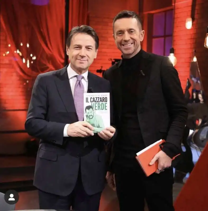 giuseppe conte con andrea scanzi e il cazzaro verde